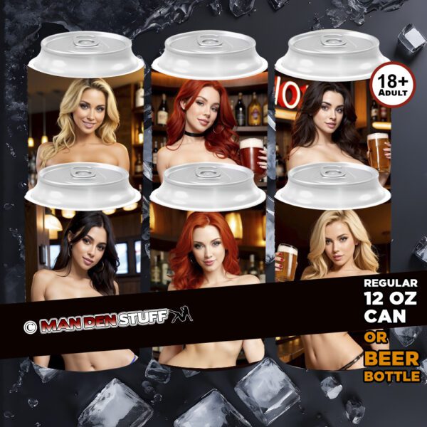 Sexy & Hot Babes Topless at the Bar ~ YOU CHOOSE ~ Beer Can Bottle Drink Cooler Holder Cozie