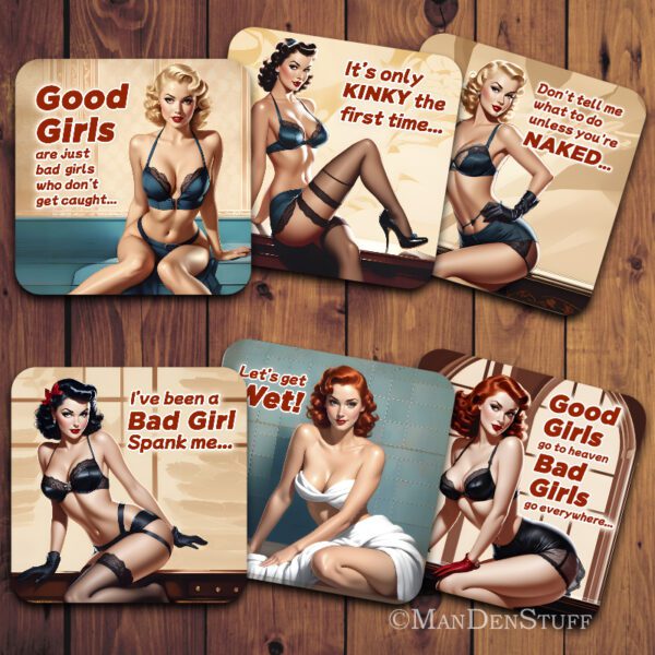 Fun & Naughty Pin Up Girls Drink Coasters