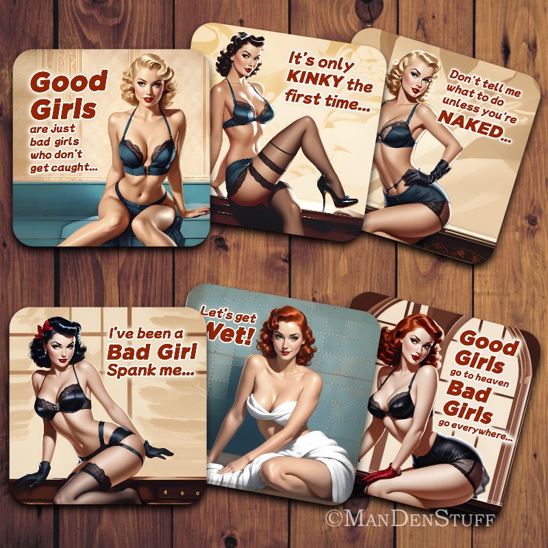 Fun & Naughty Pin Up Girls Drink Coasters