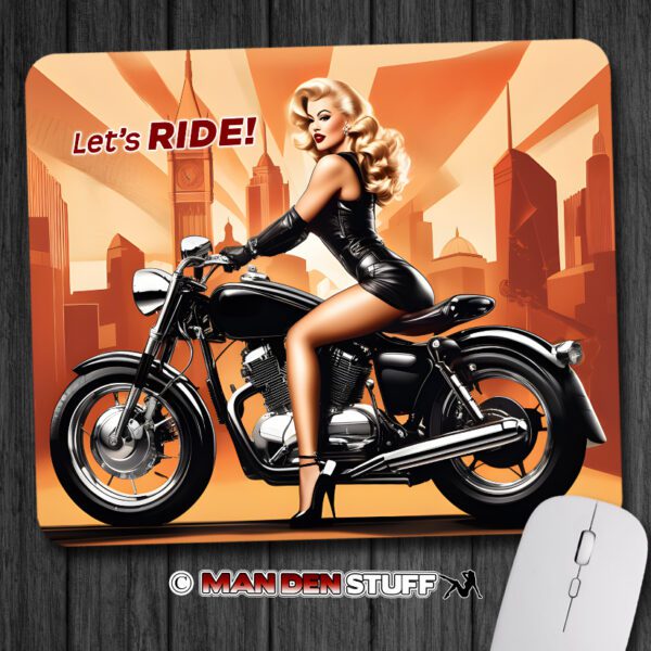 Sexy Biker Chick in Leather Mouse Pad