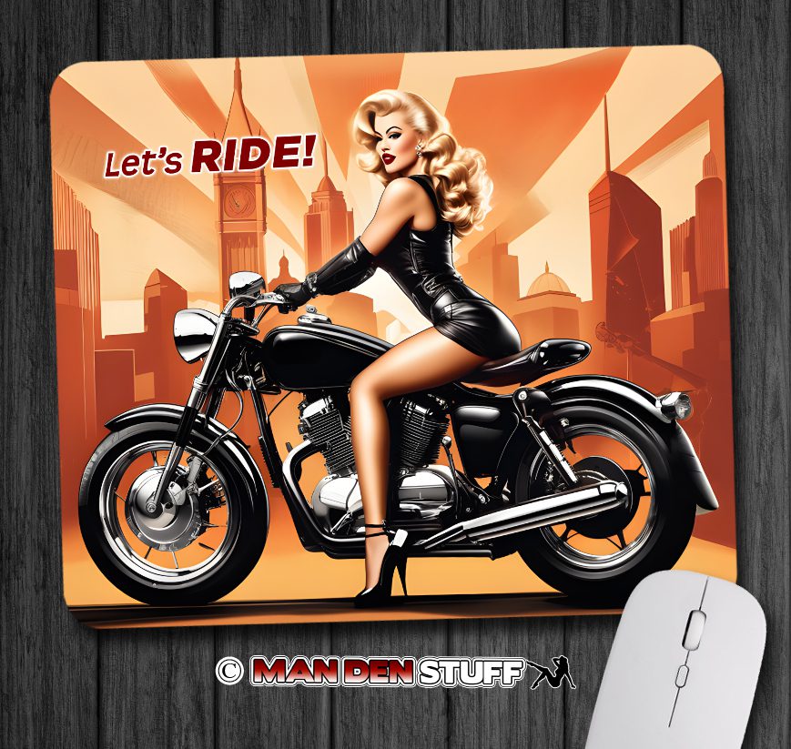 Sexy Biker Chick in Leather Mouse Pad