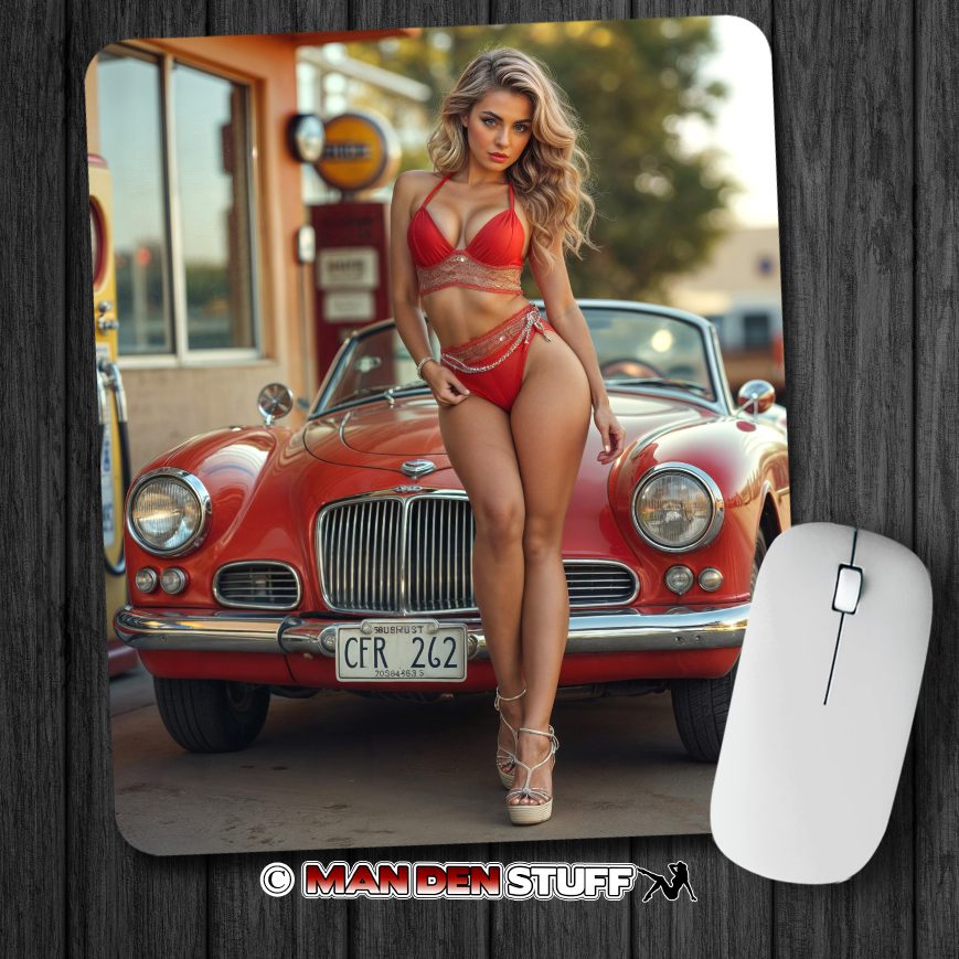 Sexy Blonde & Classic Car Mouse Pad #3