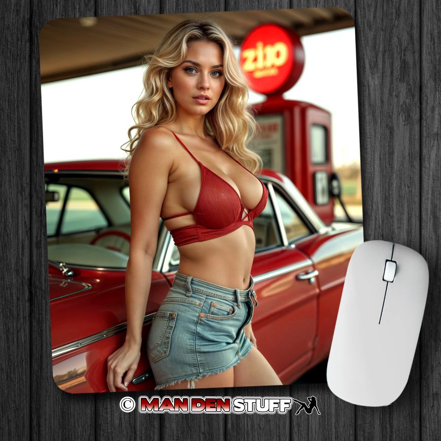 Sexy Blonde & Classic Car Mouse Pad #5