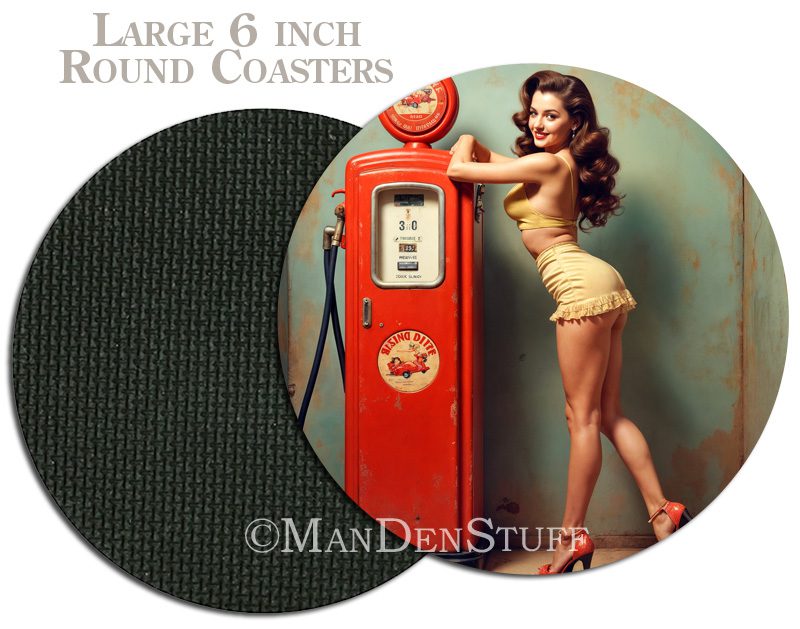 Sexy Pinup Girls & Classic Cars Beer Mug Coasters - Image 6